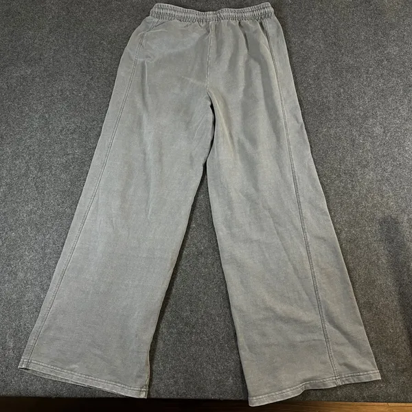 Lazy Sunday Women Grey Mineral Wash Wide Leg Pintuck Sweatpants Size M - Image 2