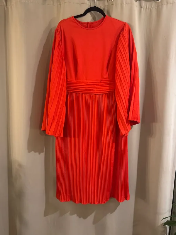 NWT Pluswear Pleated Long-Sleeve Red Dress - Image 2
