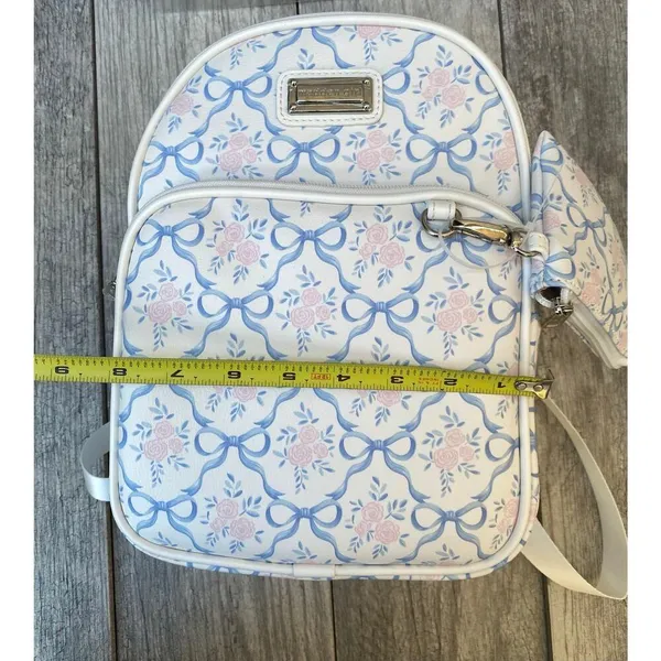 Madden Girl Backpack & Wallet Set – Floral Bows, Pastel Blue & Pink - Image 5