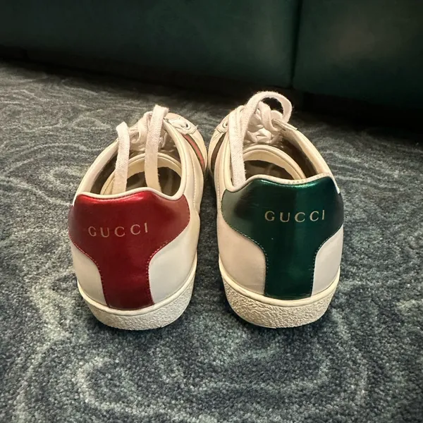 Gucci White Sneakers with Red and Green Stripes size EU 42 (USA 10 - Image 3