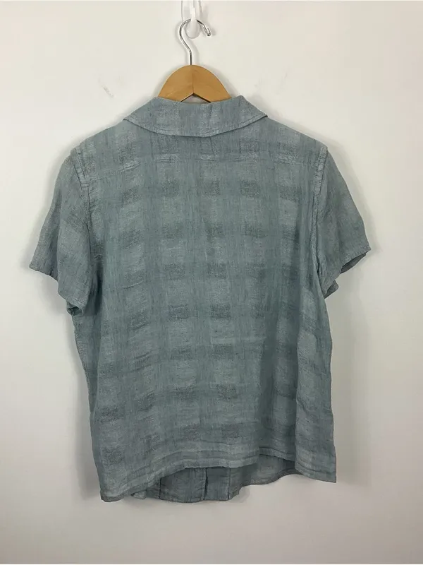 Flax Short Sleeve Button Down Linen Shirt Size Small - Image 3