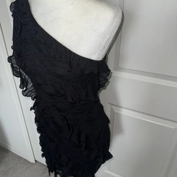 Zara Black One-Shoulder Bodycon Dress - Image 2