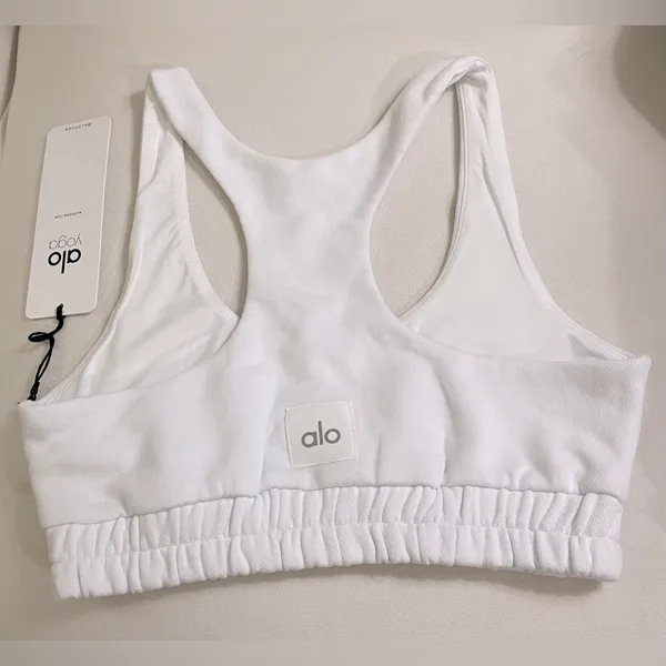 NWT Alo Yoga Scoop Neck Sweatshirt Bra White Size XS - Image 5