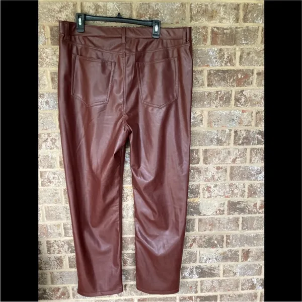 $99 Abercrombie & Fitch Brown Vegan Leather 90’s Straight Ultra High Rise Pants - Image 12