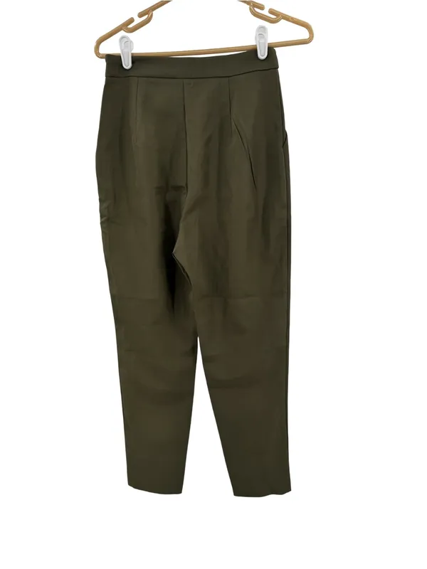 Lulu's Olive Green Tailored Pleat Trousers S office professional casual neutral - Image 2