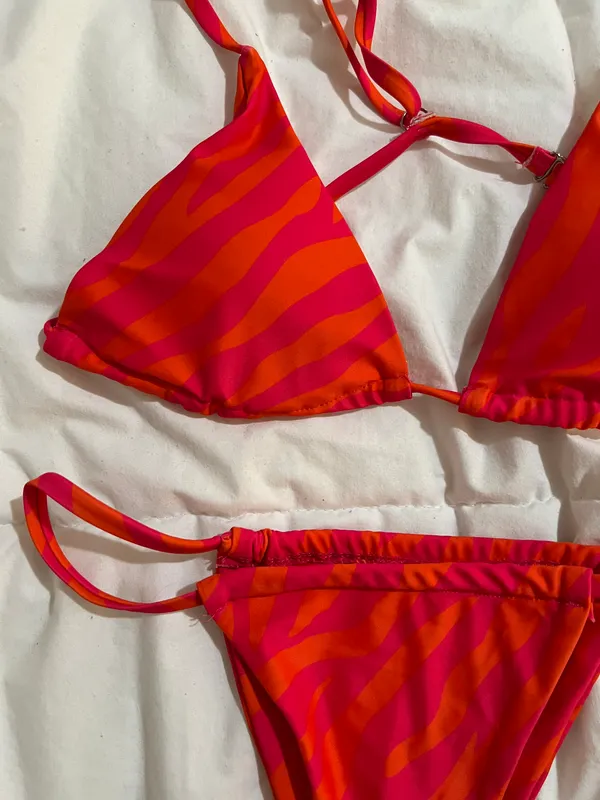 Zebra Bikini Set Pink - Image 3