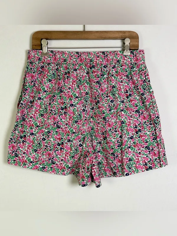 Anthropologie Women’s Floral Cotton Pull On Shorts Pink Green Liberty Style Sz M - Image 5