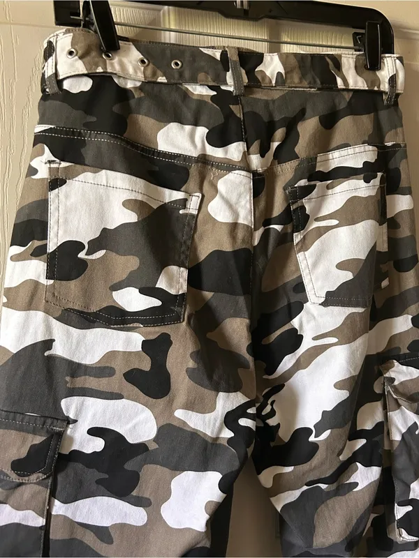 Streetwear Society Camo Print Cargo Jogger Pants w/Belt Sz M Fall Y2K 2000’s - Image 7