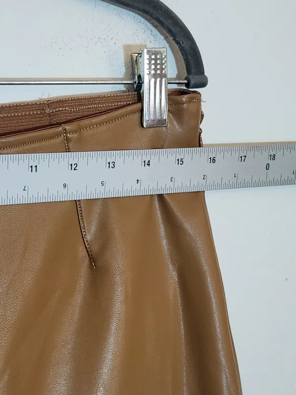Abercrombie and Fitch Light Brown Faux Leather Pants Size XL - Image 5