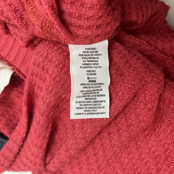 We The Free People Thermal Waffle Knit Tunic L Red Cowl Neck Boho Rustic Fall - Image 6