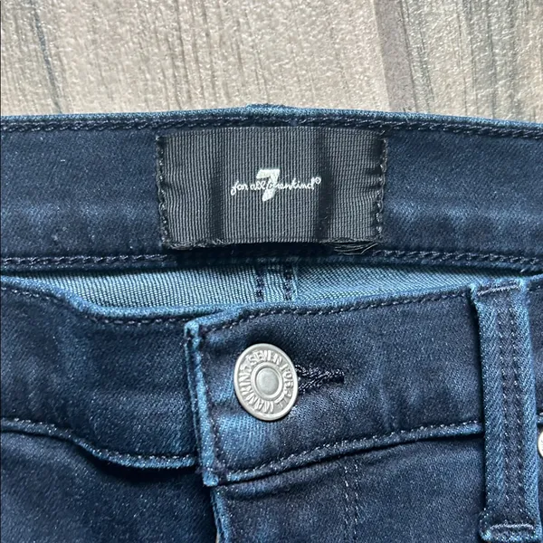 7 For All Mankind Women's Dark Blue Skinny Jeans - Image 2