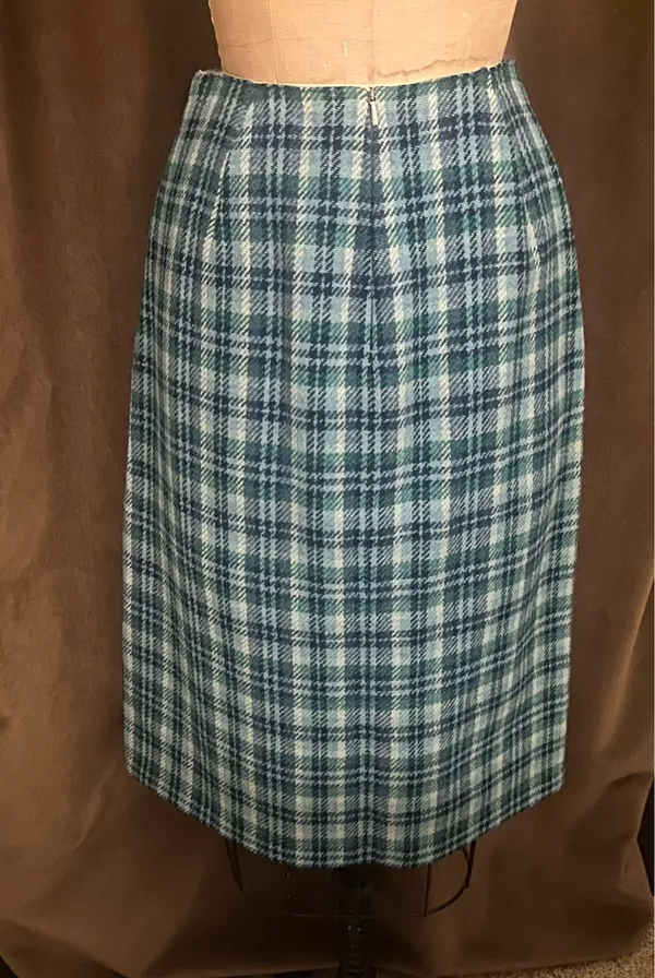 Vintage wool plaid pencil skirt - Image 6