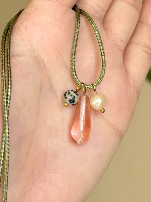 Handmade Czech glass beads mix boho fairy whimsy retro necklace🌿✨ - Image 2