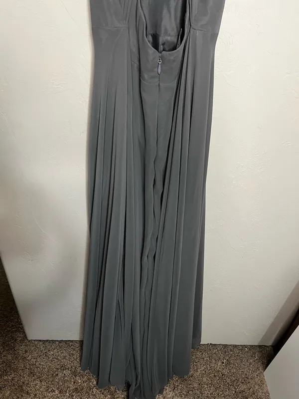 Azazie‎ Avelina Steel Gray Chiffon Maxi Dress - Image 9