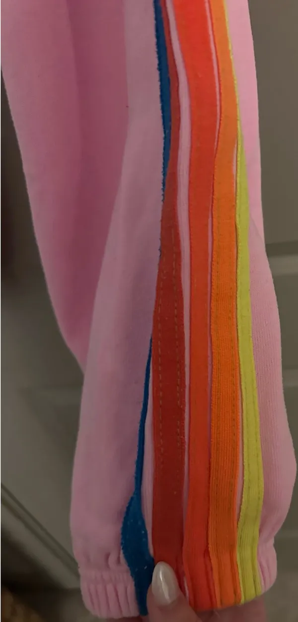 Aviator Nation Sweatpants 5 Stripe Neon Pink - Image 4