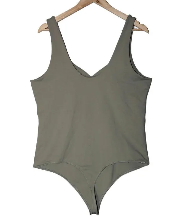 Womens Abercrombie & Fitch Soft A&F Collection Green V-Neck Bodysuit Top Size XL - Image 2