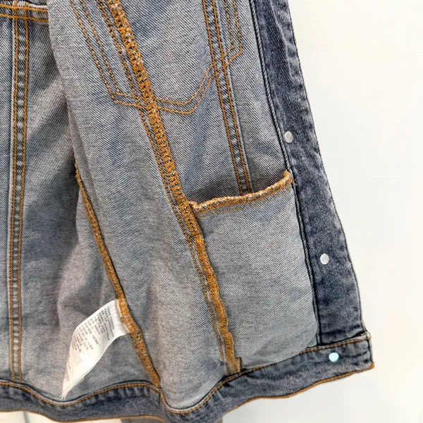 Hollister Womens S Hooded Denim Jacket Button Closure Blue Gray - Image 9