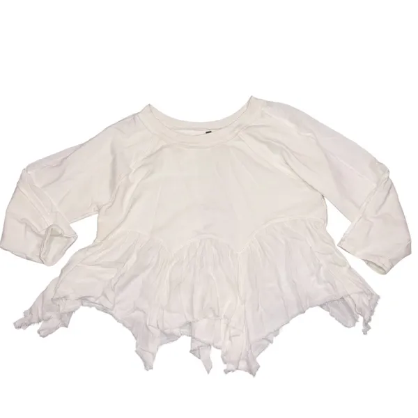 Free People Ivory Gold Duster Oversized Sweatshirt Top Small - Image 5