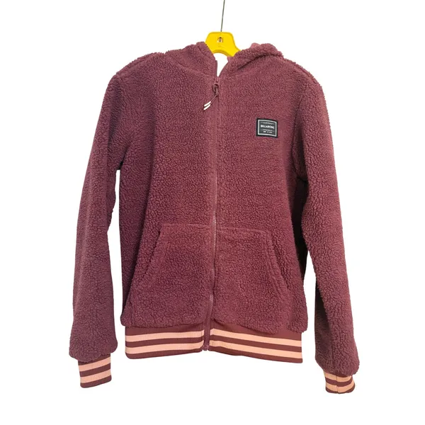 Billabong Maroon Blossom Sherpa Snow Hoodie Sweatshirt Size XS Fleece Zip‎ Hood - Image 3