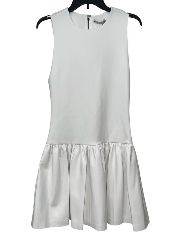 Alice + Olivia Ella Faux Leather Drop Waist Mini Dress White Size 8 NWT - Image 4