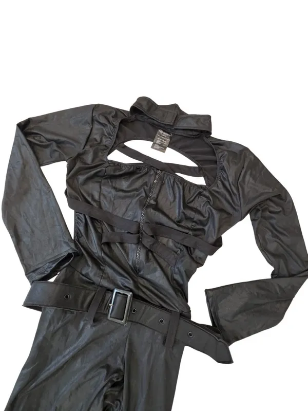 Leg Avenue Black Faux Leather Catwoman-Style Costume With Cut-Out Design Belt L - Image 6
