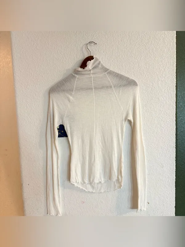 Free People Intimately Womens Shirt White Lightweight Waffle Knit Size XS - Image 2