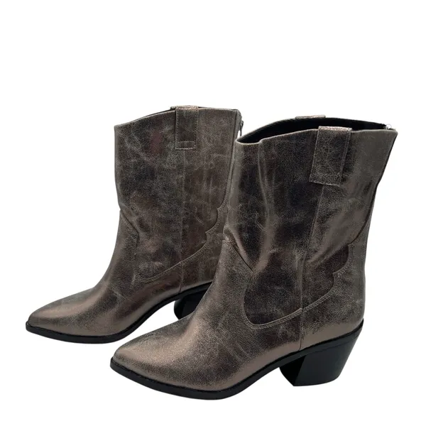 DV Dolce Vita Imana Womens 8 Pewter Metallic Western Cowboy Boots Pointed Toe - Image 4