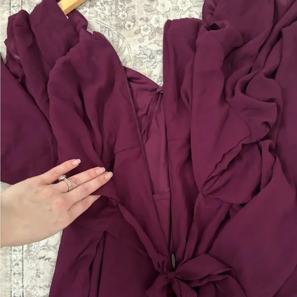 Lulus Tier Elegance Plum Purple Long Sleeve Tiered Maxi Dress Size XXL Formal - Image 8
