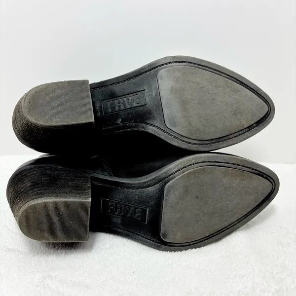Frye Black Leather Ankle Booties with Zipper‎ Size 7M - Image 7