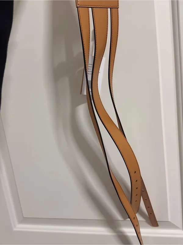 Michael Kors Double-Wrap Tan Leather Belt with Silver Buckles - Image 6