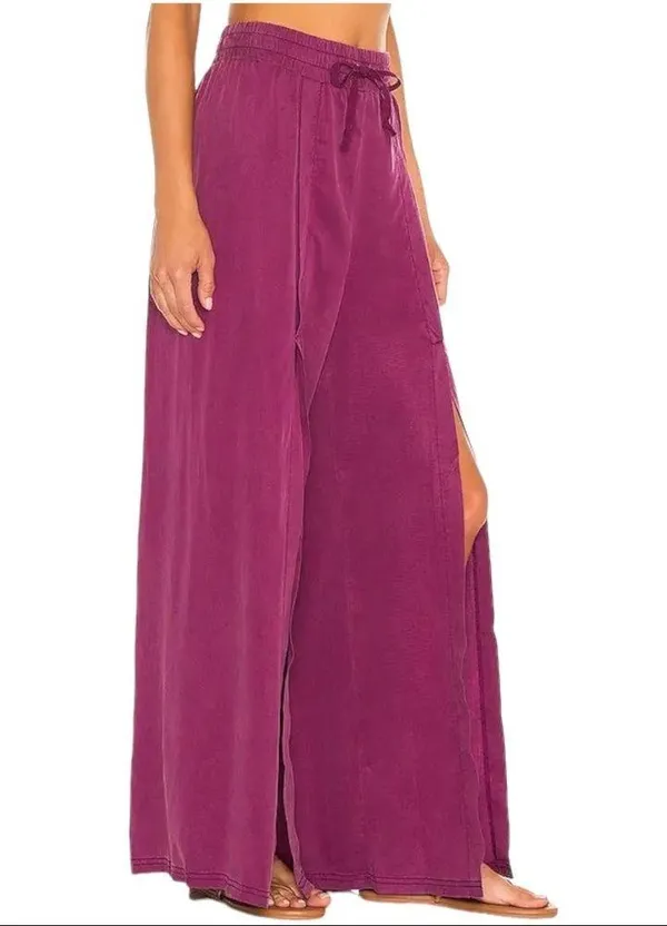 Free People Abs Tracker Split Wide Leg Pants Dark Purple Small - Image 3