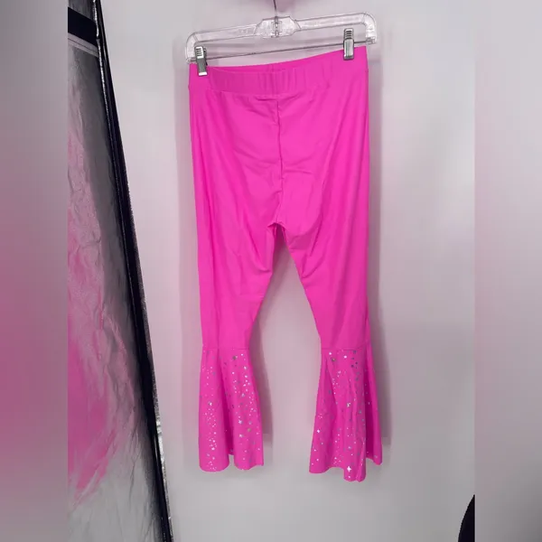 Hot Pink Outfit Set Crop Top‎ Bell Bottoms Star Accents Party Costume - Image 5