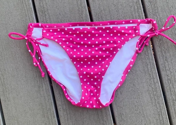 Victoria’s Secret Pink Polka Dot String Bikini Womens M Side Ties - Image 2