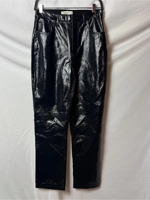 Abercrombie & Fitch The 90’s Straight Ultra High Rise Vegan Leather Pants NOWT - Image 2
