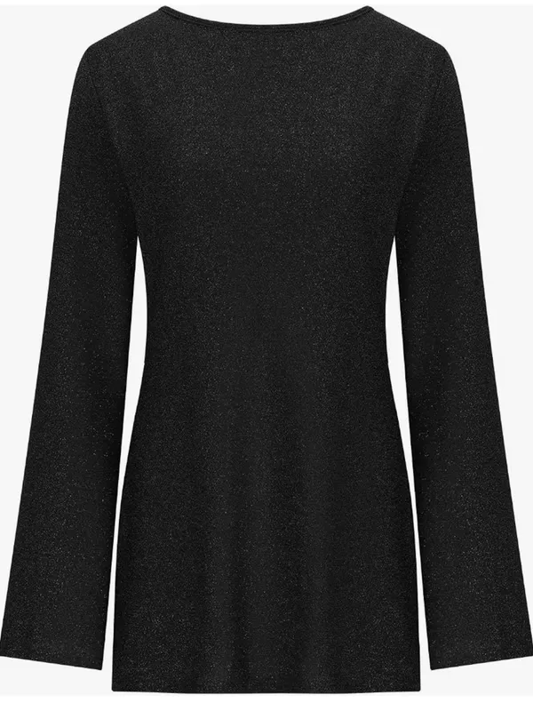 New! Black Sparkly Sequin Backless Tie Mini Long Sleeve mini dress - Image 5