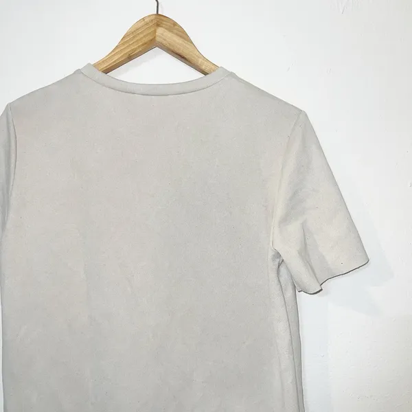 Zara neutral short sleeve faux pocket minimalist mini shift dress - Image 8