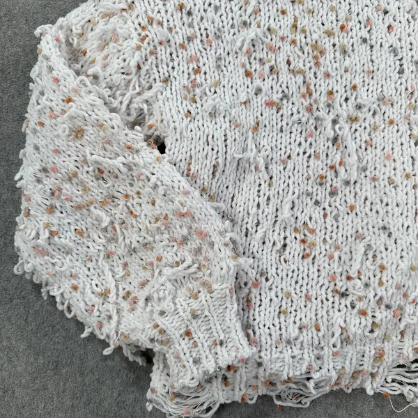 POL Confetti Distressed Fringe Chenille Sweater Size Large Boxy Cropped Knit - Image 3