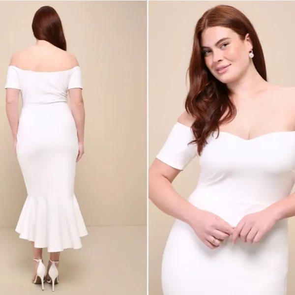 LULU's Bridal Shower Chic Modern Sexy Minimalist Mermaid Trumpet Midi Dress - Image 4