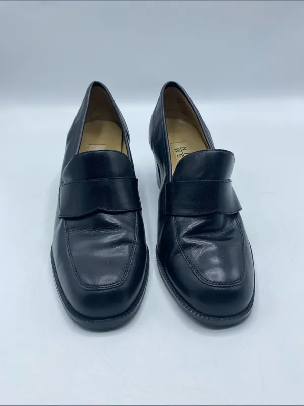 Vintage Womens Black Leather Heeled Loafers 7.5 Nine West Preppy Y2K - Image 7