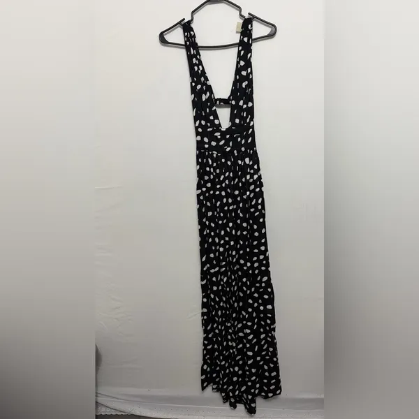 GB Black & White Polka Dot Maxi women’s size XS Dress Deep V Open Back(E47)✨ - Image 3
