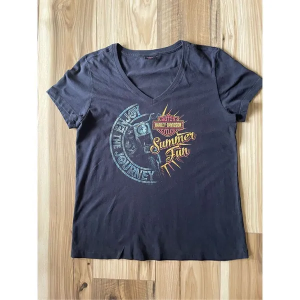 Harley-Davidson® Women's Summer Journey V-Neck Short Sleeve T-Shirt, Black - Image 3