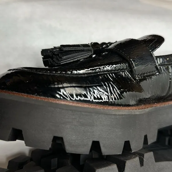 Sarto Patent Leather Lug Loafers Black Size 8.5 - Image 8