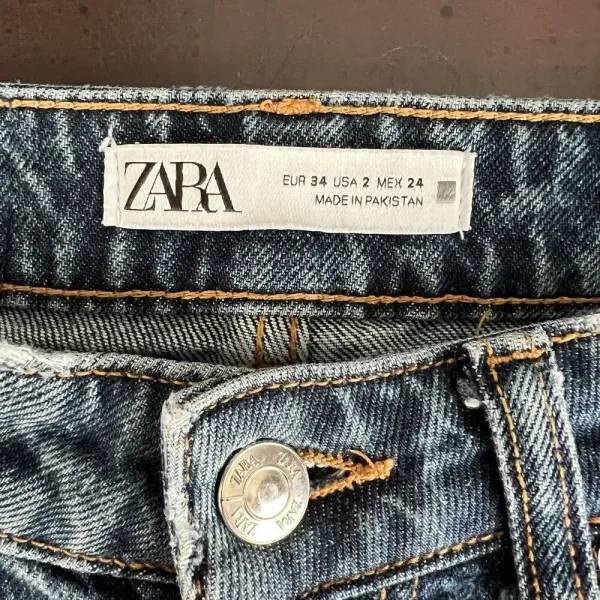 Zara Jeans‎ Women's Sz 2 Slim Straight Leg High Rise Dark Wash Blue Denim Casual - Image 7