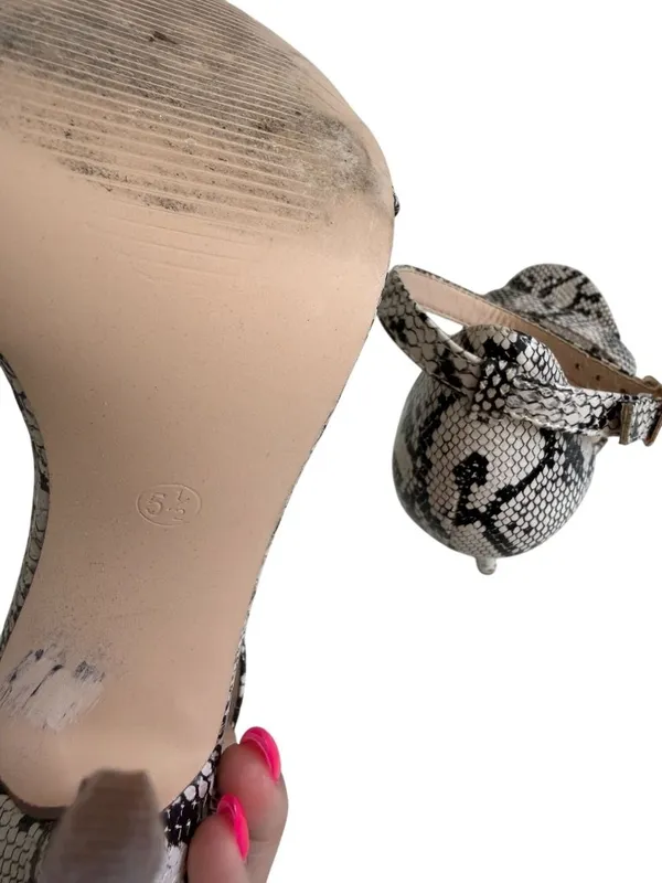LULUS White Black Snake Print Ankle Strap Sandals Heels Size 5.5 - Image 7