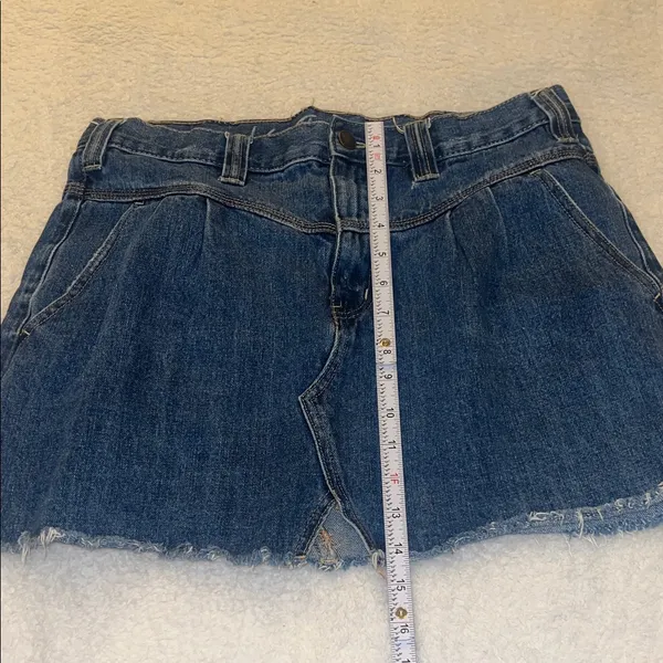 Free‎ People We The Free Raw Hem Pleated Denim Mini Skirt Size 29 Boho - Image 5