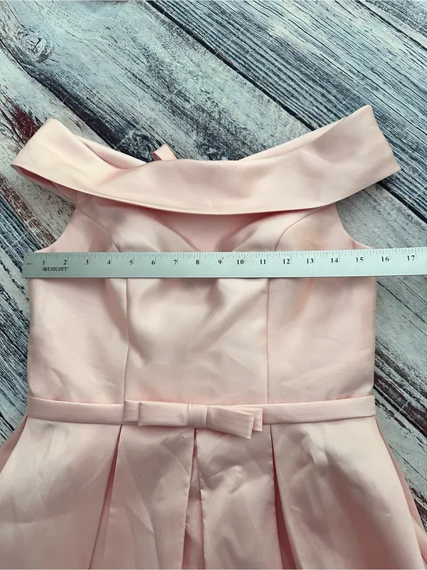 Handmade Off-Shoulder Taffeta Fit & Flare Dress in Light Pink - Image 10
