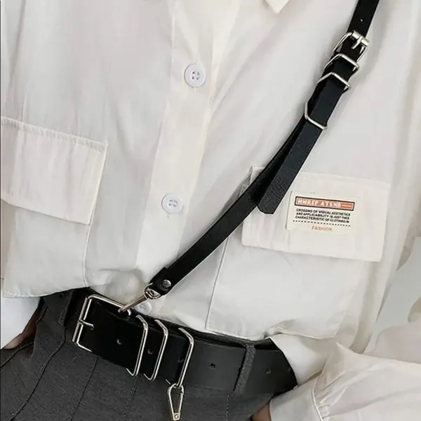 Black Suspender Cross Strap Harness Belt New - Image 5