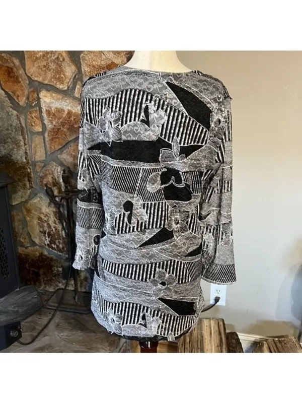 Chaus Black and White Lace Overlay Top Size XL - Image 6