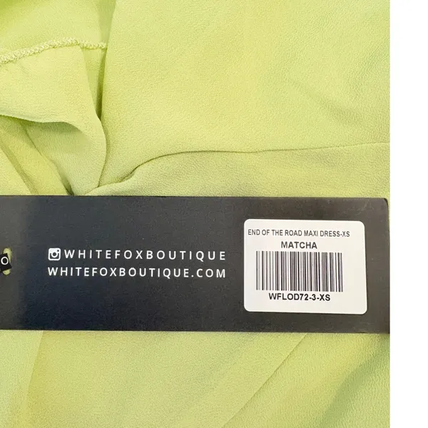 White Fox NWT End of the Road‎ Maxi Dress Matcha Green XS Ruffle High Low - Image 8