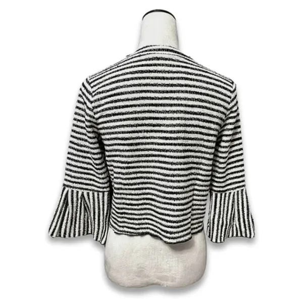 Urban Romantics Black White Striped Bell Cuff Crop Knit Sweater Boho S Trendy - Image 4